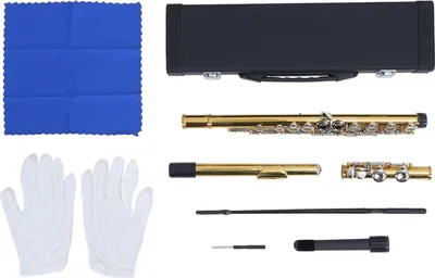 Produktbild von C-Flöten-Instrumentenset mit 16 Tasten für Anfänger, mit Tragetasche, Stimmstab, Stoffhalterung, Handschuhen, Schraubendreher