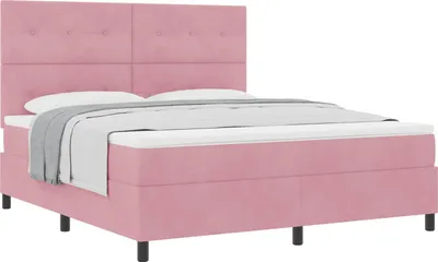 Productafbeelding van vidaXL Boxspringbed met hoofdeinde, roze, 180 x 200 cm, fluweel