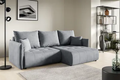 Produktbild von Ecksofa Schlafsofa CANIO Stoff Monolith Grau Ottomane Rechts