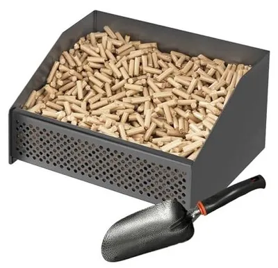 Zdjęcie produktu dla Kosz na pellety metalowy do kominka pieca 30X25X17 cm czarny