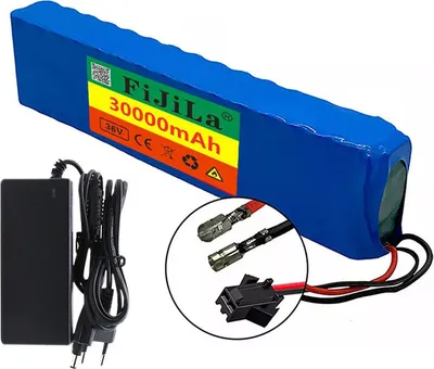 Produktbild von 36V 30Ah Li-Ionen Akku 10S3P 500W Batteriepacksatz mit Ladegerät für E-Bike & E-Scooter 18650 Zellen Hochleistungsakku, Bullet + SM Stecker