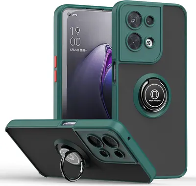 Produktbild von OPPO Reno8 Hülle, Ring Halter Ständer Matte Transluzent TPU Rahmen Stoßfest Schutzhülle für OPPO Reno8