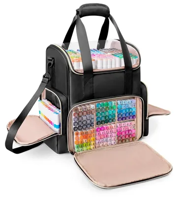 Immagine prodotto di Omgoods - Borsa organizer a doppio strato per 400 colori, colore nero