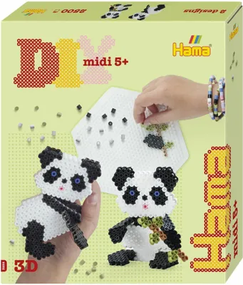 Immagine prodotto di Hama ferro su perline 3258 Hama ferro su perline midi 3D "Panda", confezione regalo