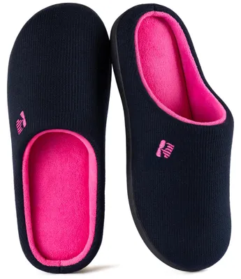 Image de Pantoufles pour femmes RockDove, taille 38/39 (Europe), couleur bleu marine foncé et fuchsia