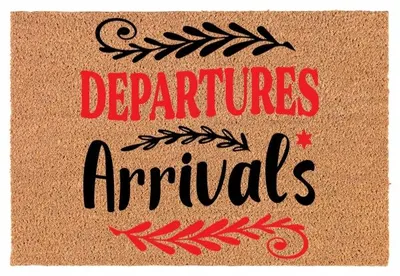 Produktbild von TabPrint Kokosmatte DEPARTURES ARRIVALS für den Eingangsbereich