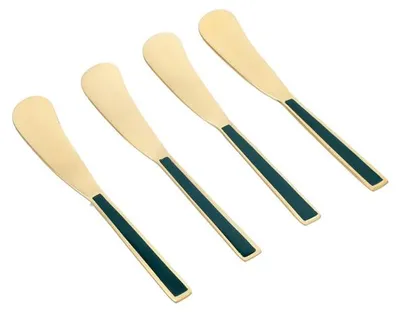 Produktbild von 4er Set Artesà Buttermesser Set gold grün aus rostfreiem Stahl KitchenCraft