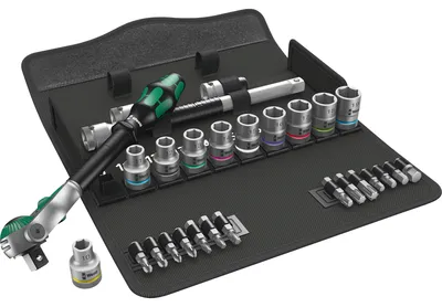 Produktbild von Wera 8100 SC 6, Steckschlüssel-Set, Schwarz, Chrom, Grün, CE, Ratschengriff, 1 Stück(e), 10,11,12,13,14,15,16,17,18,19 mm