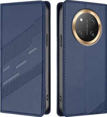 Produktbild von Hülle für Honor X9C / Magic 7 Lite, Kunstleder Brieftaschen Handyhülle mit Kartenfach und Standfunktion Blau