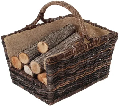 Produktbild von Lockardi Holztrage Holzkorb für Kaminholz - aus Rattan mit abnehmbaren Jutestoff