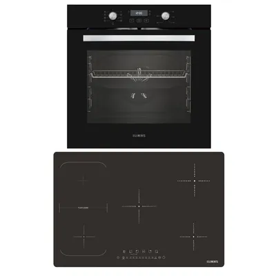 Produktbild von KB ELEMENTS Sparset, Einbauherd Set, Herdset, Induktionskochfeld 5 Kochzonen 77cm, 9400 Watt, Einbaubackofen 60cm, 9 x Funktionen, AQUA CLEAN,EV2/105