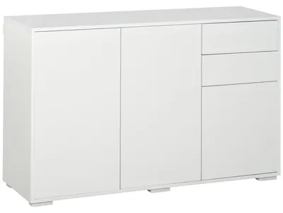 Produktbild von HOMCOM Sideboard Weiß 117x36x74cm, Kommode mit 2 Schubladen & 3 Türen, Mehrzweck- oder Aktenschrank