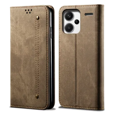 Obrázek produktu pro Pouzdro pro Xiaomi Redmi Note 13 Pro+, Kožené Peněženkové Pouzdro s Magnetickým Uzavíráním a Stojánkem Khaki