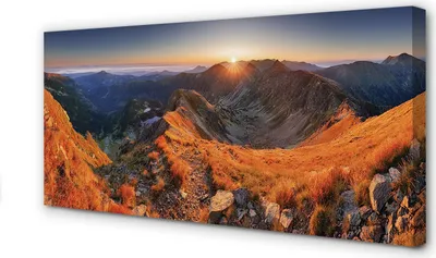 Produktbild von Leinwandbild 140x70 Wandkunst berg Sonnenuntergang
