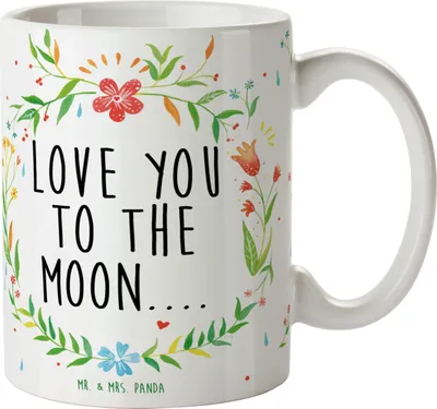 Produktbild von Mr. & Mrs. Panda Tasse Love you to the... - Geschenk, Keramiktasse, Becher, Pott, kaffeebecher bedruckt, Teetasse