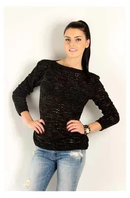 Produktbild von Damen Pullover Longshirt Strickpullover; S/M; Schwarz