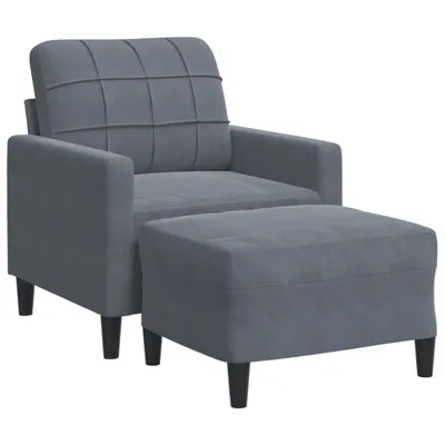 Produktbild von Sessel mit Hocker Dunkelgrau 60 cm Samt