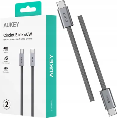 Immagine prodotto di AUKEY Cavo di ricarica USB-C / USB-C da 1,8 m 60W 480Mbps OPLOT CB-DCC062