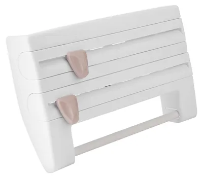 Küchenrollenhalter mit Folienabschneider, wandmontiert, ABS, 39x10x24 cm