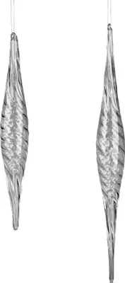 Produktbild von 2er Set Deko Hänger Zapfen H. 30 + 40cm transparent aus Optikglas Formano W25