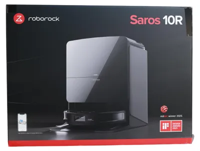Produktbild von Roborock Saros 10R, Beutellos, Schwarz, Rund, Staubbeutel, 0,27 l, 65 dB