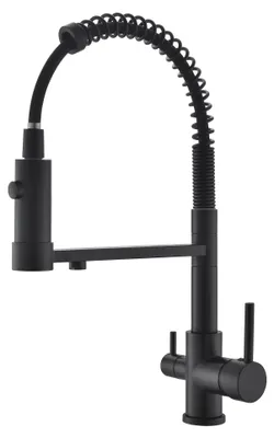 3-Wege-Küchenarmatur, schwarz, 360° drehbar, ausziehbar, 3-in-1