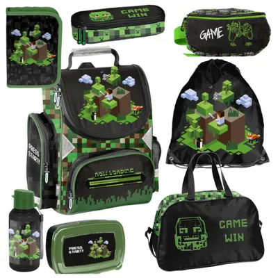 Image de Méga set d'école XXL - PIXELS Set de 8 cartables pour garçons & filles classe 1-4