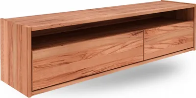 Produktbild von Wandschrank Zigo aus Kernbuche massiv 148x34x37 mit 2 Schubladen und 1 Fach