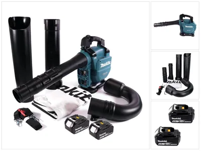 Produktbild von Makita DUB 363 M2V Akku Gebläse / Laubsauger 36 V ( 2x 18 V ) Brushless + Absaug Set + 2x Akku 4,0 Ah - ohne Ladegerät