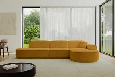 Produktbild von ALTDECOR Ecksofa in L-Form MARI-L2-v3 - 328x171x83 cm Senfgelb - Corner Sofa Bett Eckcouch Couch Wohnlandschaft Cauchsofa