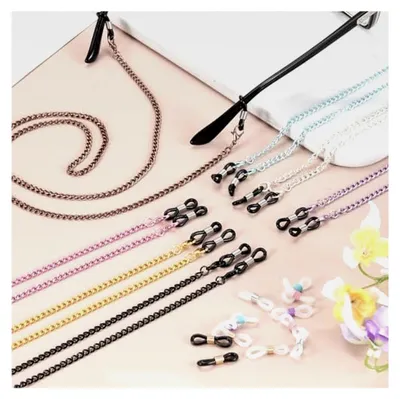 Produktbild von Brillenkette 75 cm Metall Brillenband Maskenkette mit 6 Kettengliedern für Damen Silber