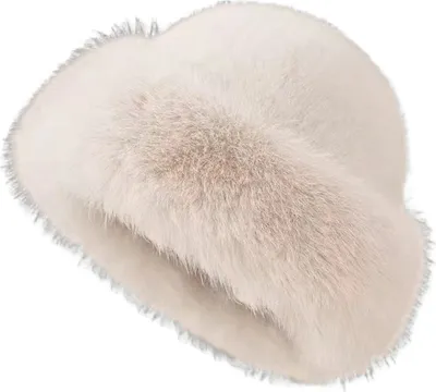 Produktbild von Wintermütze, einfarbig, verdickter, warmer Fischerhut mit Plüschrand, großer Kopfumfang, Kopfbedeckung für Damen, Alltagskleidung