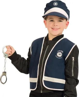 Produktbild von Kinder Polizei Weste Blau Kostüm Gr. 116 Karneval Fasching Halloween