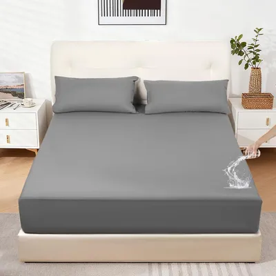 Obrázok produktu pre Ochranný poťah na matrac, vodotesný, 120x200 cm, sivý, priedušný, chráni pred vlhkosťou, vhodný pre matrace s výškou 20-40 cm