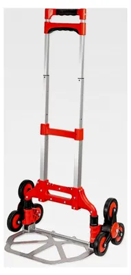 Produktbild von Stufen- und Treppentransportkarre - Leicht (3,90 kg), klappbar, mit 2 x 3 Kunststoff-Sternrädern, inkl. Spanngummi, Ladekapazität 70 kg, Alu-Guss Schaufel