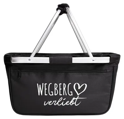 Produktbild von Huuraa Einkaufskorb Wegberg verliebt 20 Liter Black faltbarer Tragekorb Geschenkidee
