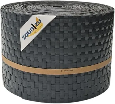 Imagen del producto de Rattan, rollo de 26 metros, 19 cm de alto. | Barrera de protección PE para vallas de doble alambrada, resistente a los rayos UV. | Panel de protección para vallas, fabricado en Alemania. | Diseño robusto, color antracita, 26 metros