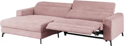 Produktbild von KAWOLA Sofa LAISKA Ecksofa Relaxfunktion teilmotorisch Cord rosa Longchair links
