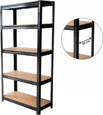 Image de Étagère métallique pour charges lourdes - Étagère de rangement pour garage - 5 tablettes - 180 x 90 x 30 cm - Capacité de charge 875 kg - Autoportante