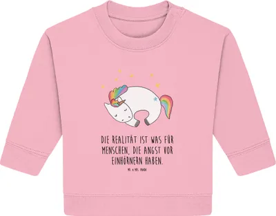 Produktbild von Mr. & Mrs. Panda Organic Baby Pullover Einhorn Nacht 6. - 12. Monat - Baumwolle Pink - Geschenk, Unicorn, Einhörner, Träume, Menschen, Bullover