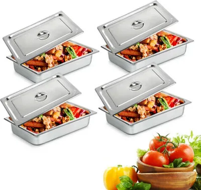 Produktbild von Edelstahl Hotelpfanne 4"Deep Volle Größe Hotel Pfannenset Speisebehälter Buffet Behälter