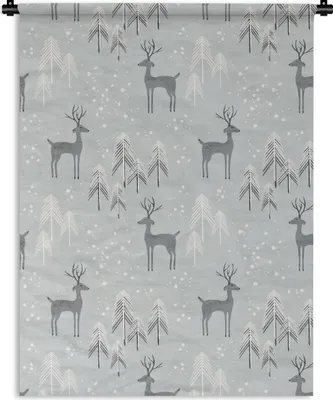 Produktbild von MuchoWow® Wandteppich Wandbehang Muster - Hirsche - Winter 60x80 cm Tapisserie Dekoration Wandtuch - Decke - Wandtücher - Wohne