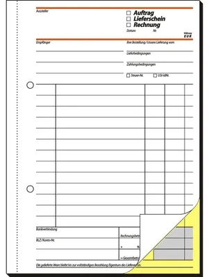 Produktbild von SIGEL SD017 Kombinationsbuch, Auftrag/Lieferschein/Rechnung, 1. und 2. Blatt bedruckt, A5, selbstdurchschreibend, 2 x 40 Blatt