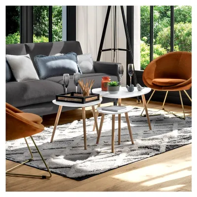 Produktbild von Atmosphera - Set aus 3 Couchtischen Mileo weiß - Model 1