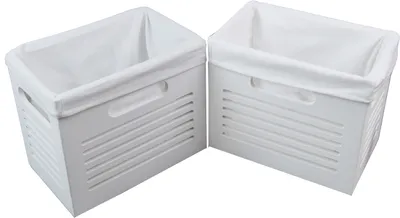 Produktbild von 2 kosze do przechowywania Kosze do przechowywania Kosz na półki z drewna MDF biały z pokrywą Uchwyty 27x17 wys. 22