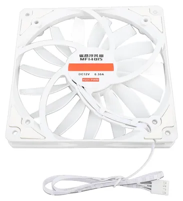 Image de Ventilateur de boîtier 140 mm, 4 broches, PWM, ultra-fin (15 mm), 1 100 tr/min, roulement MFDB, pour PC, 12 V, blanc