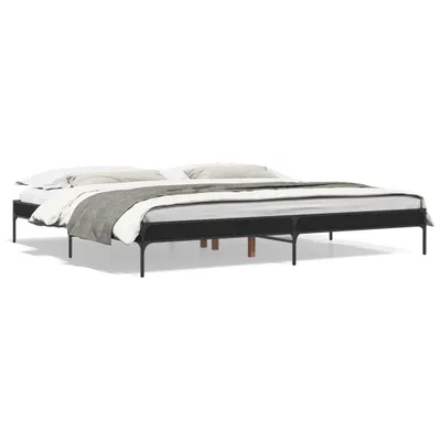 Obrázek produktu pro Rám postele černý 200x200 cm materiál na bázi dřeva a kovu