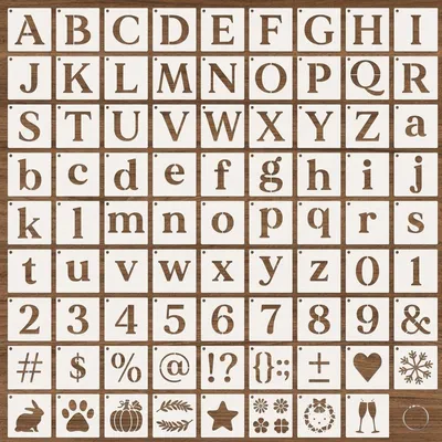 Productafbeelding van Letter- en cijfersjabloon - set van 80 stuks - voor houtverf en doe-het-zelf projecten - 7,6 cm hoog