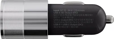 Produktbild von InLine USB KFZ Stromadapter Quick Charge 3.0, 12/24VDC zu 5V DC/3A, USB-A+USB-C, Auto, Zigarettenanzünder, 5 V, Weiß