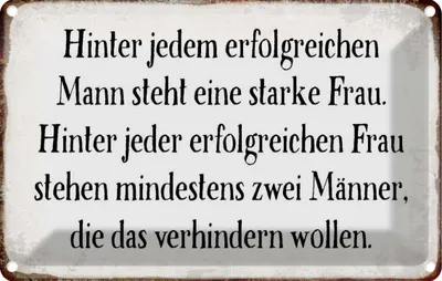 Produktbild von vianmo Blechschild 12x18 cm hinter jedem Mann steht Frau Männer Frauen Spruch Zitat